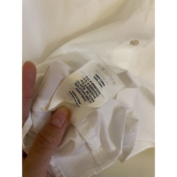 Aritzia Top Women's Small White Wilfred Long Sleeves Wrist Tie Cropped Button Up - Picture 7 of 7